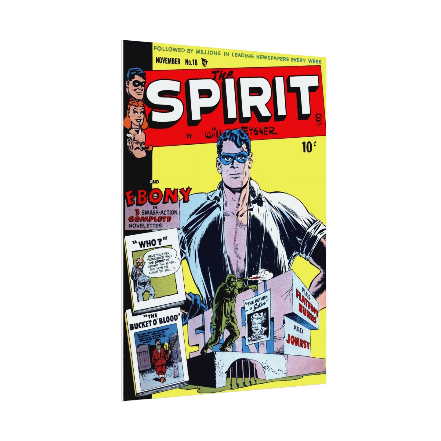 Retro November Number 18 The Spirit Comic Cover Poster