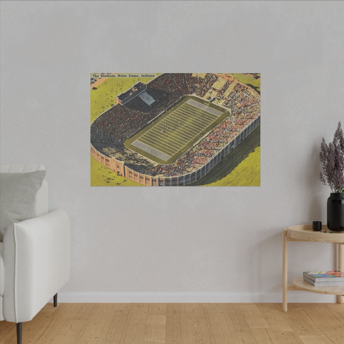 Aerial Canvas Art - Notre Dame University Stadium Illustration