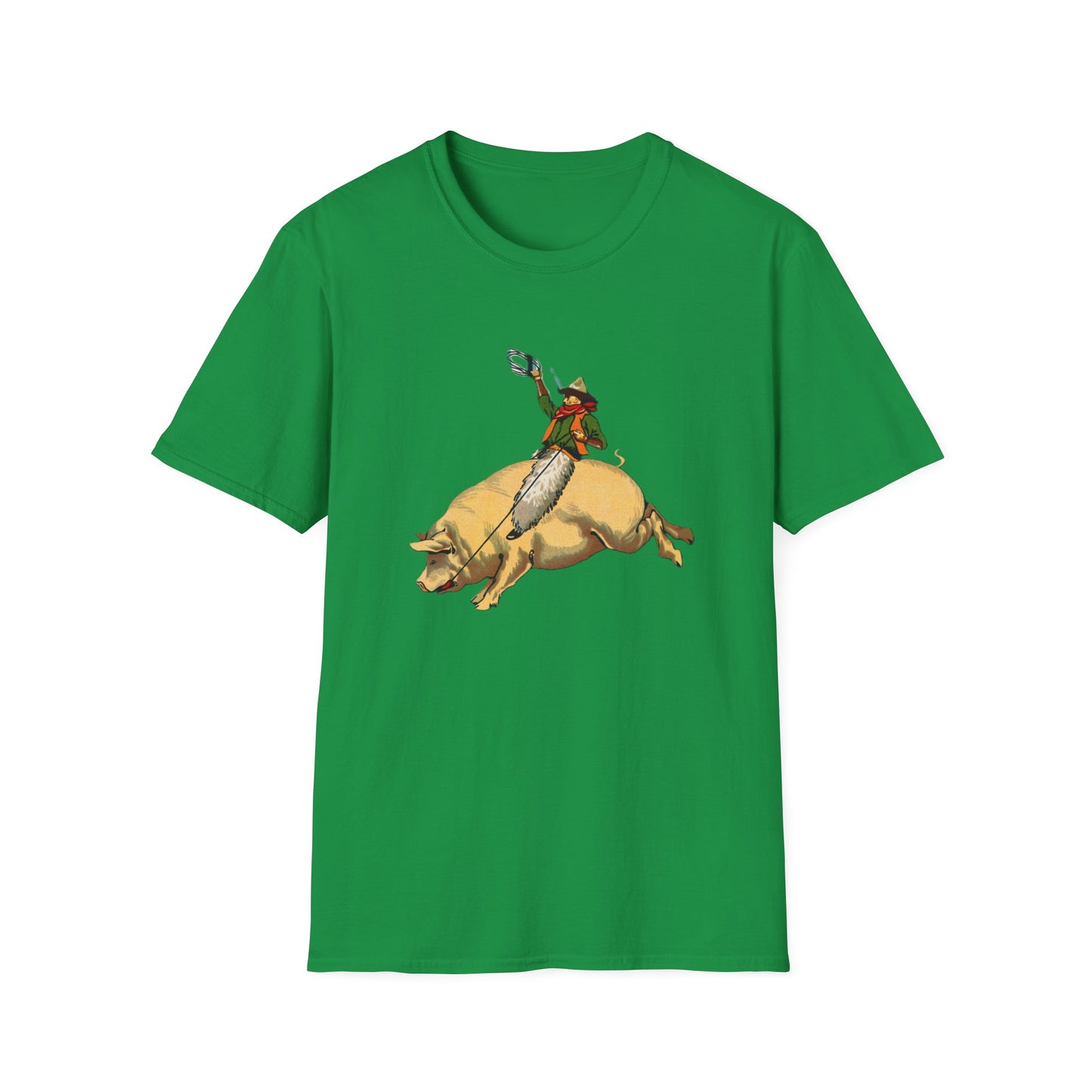 Whimsical Cowboy Pig Graphic Tee - Unisex T-Shirt - Old School Male 