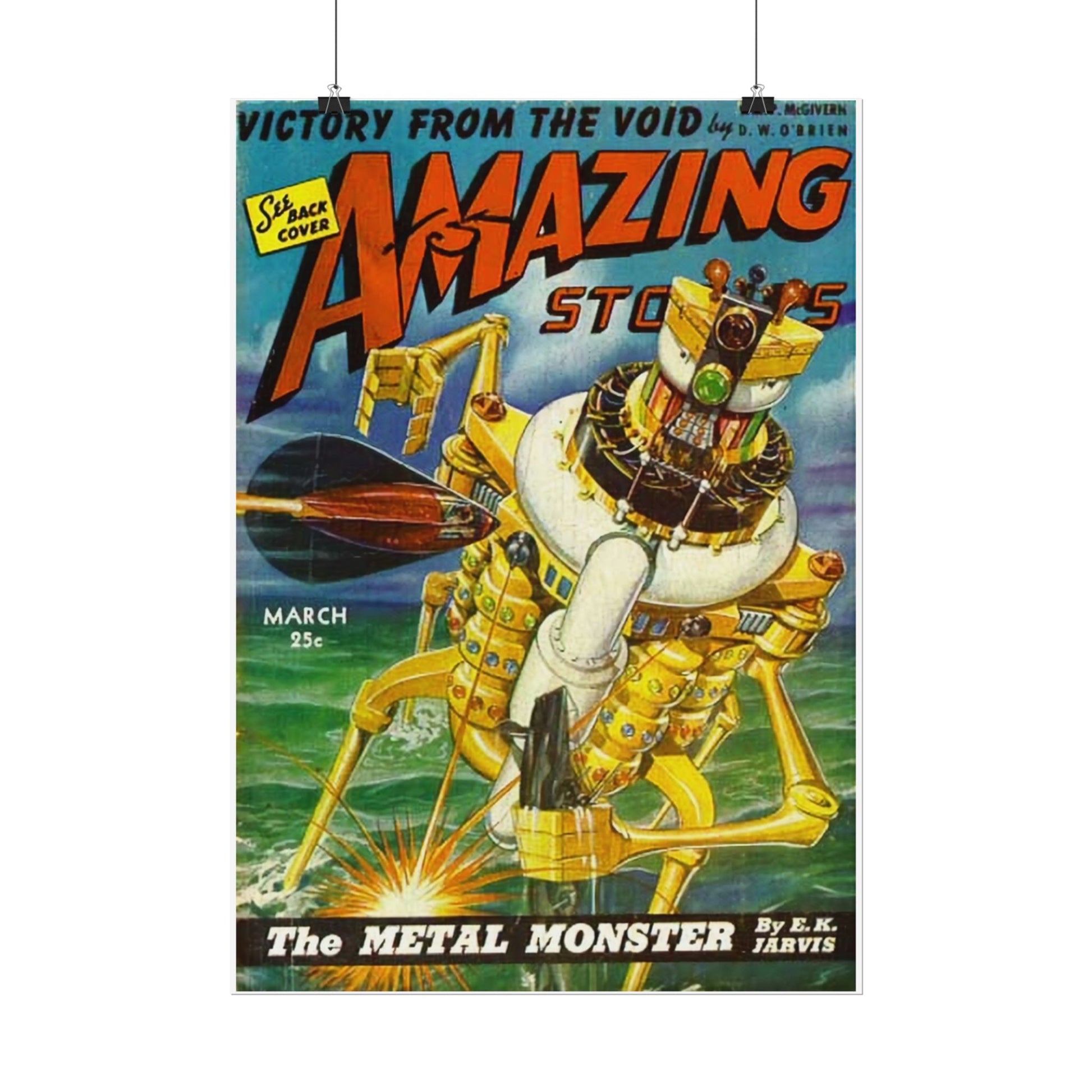 Retro 1950s Amazing Stories Comic Cover Poster - Old School Male 