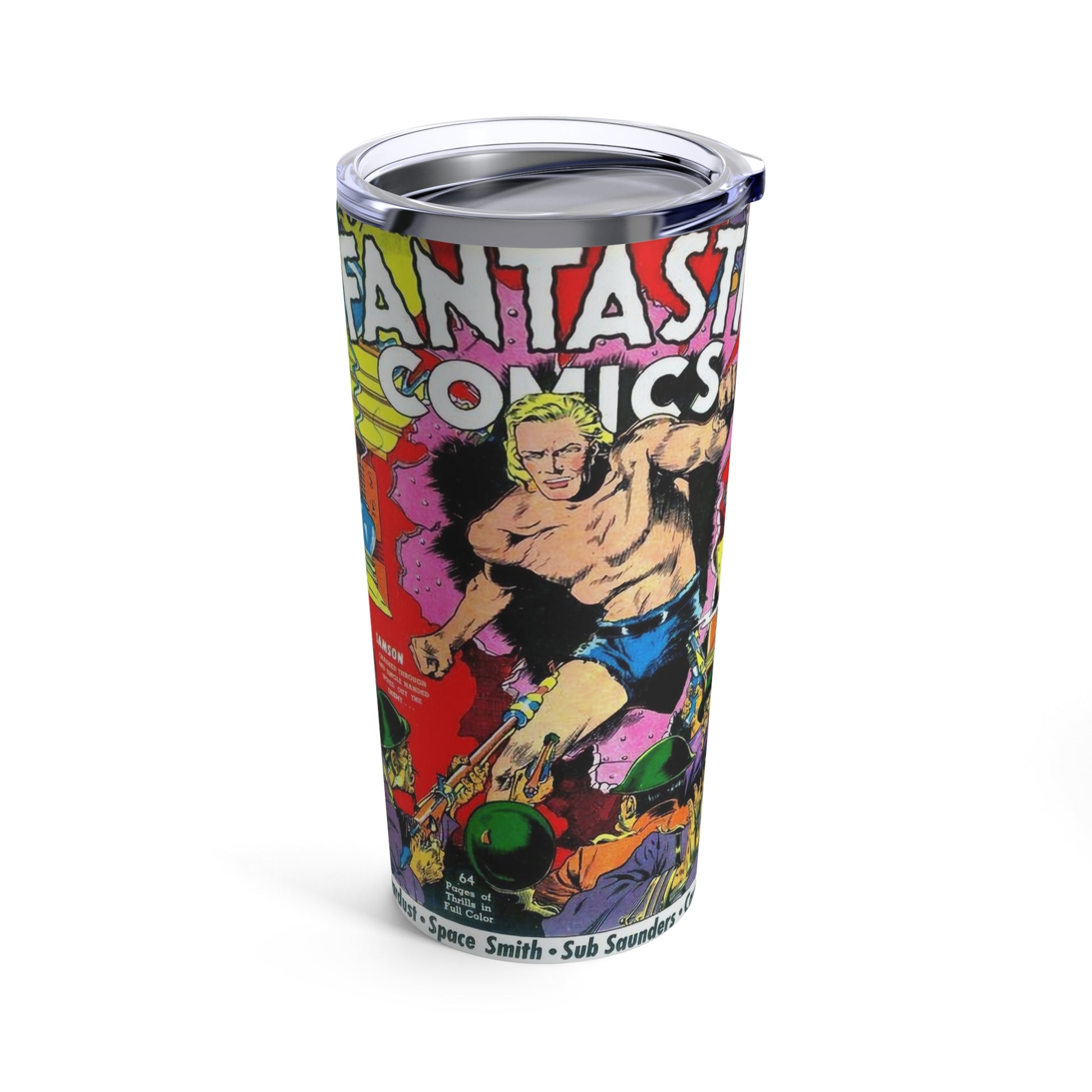 20oz Tumbler - Retro Comic Book Design - Old School Male 