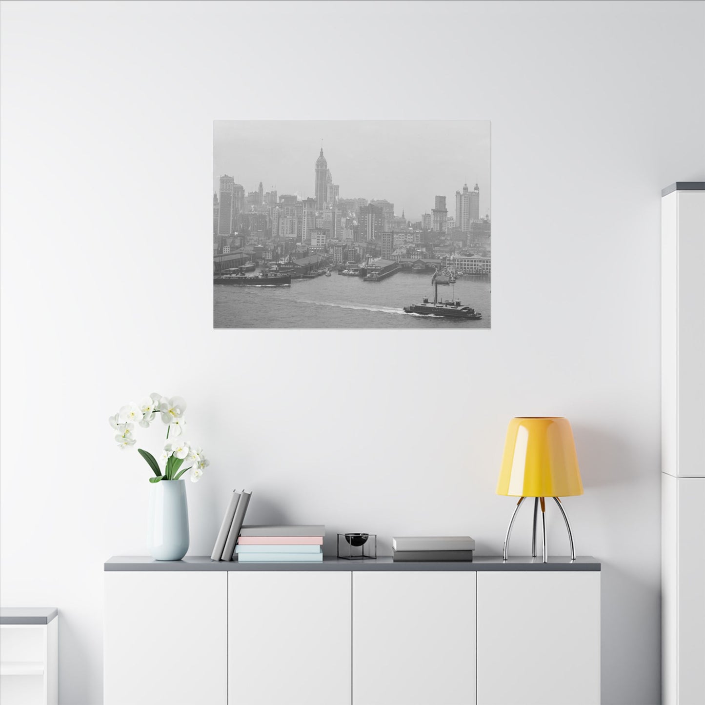 Vintage NYC Harbor Photo Canvas Print