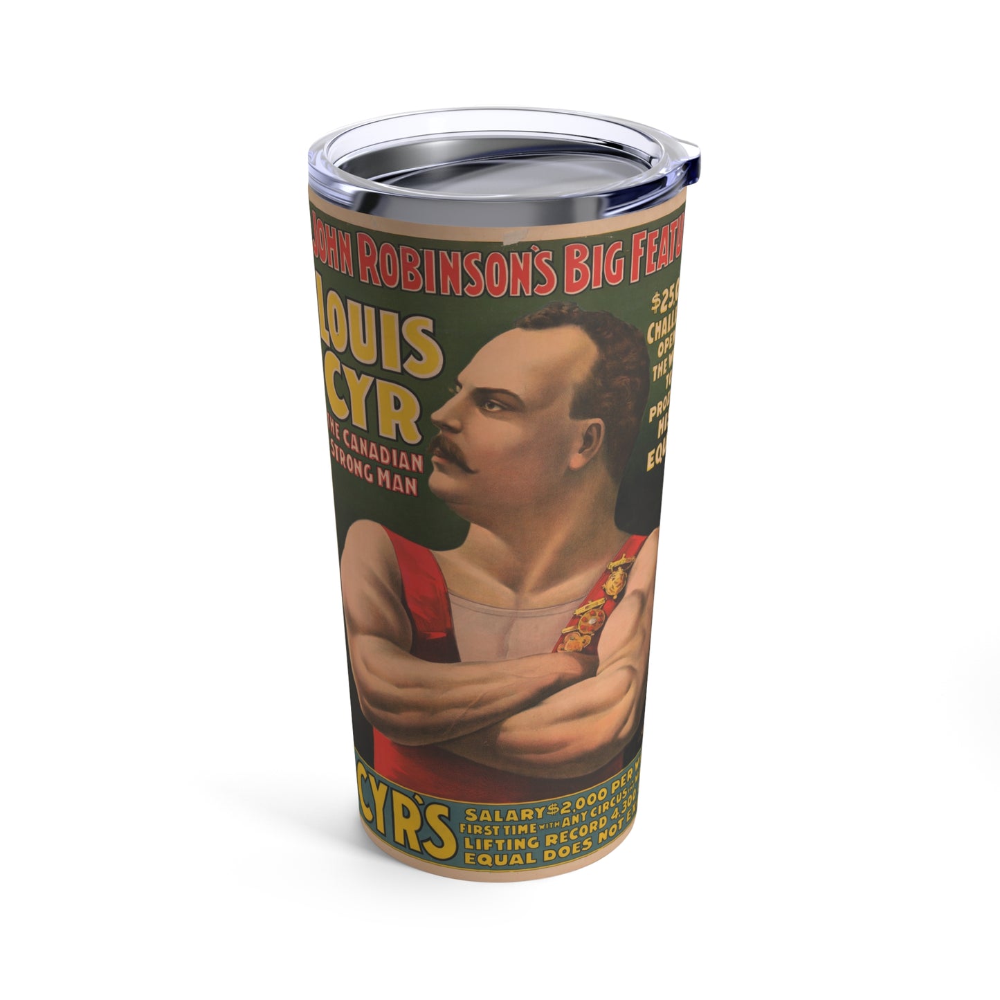 Vintage Louis Cyr Strongman Insulated Tumbler 20oz - Old School Male 