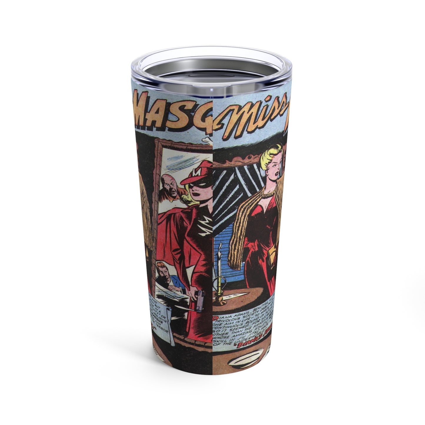 Vintage Miss Masque Comic Page Insulated Tumbler 20oz - Old School Male 