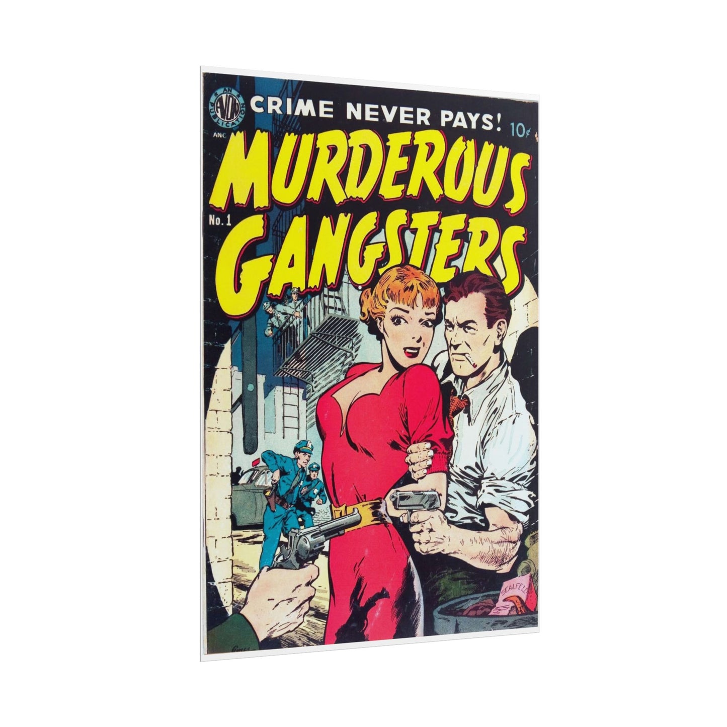 Retro Murderous Gangsters Comic Book Cover Rolled Poster