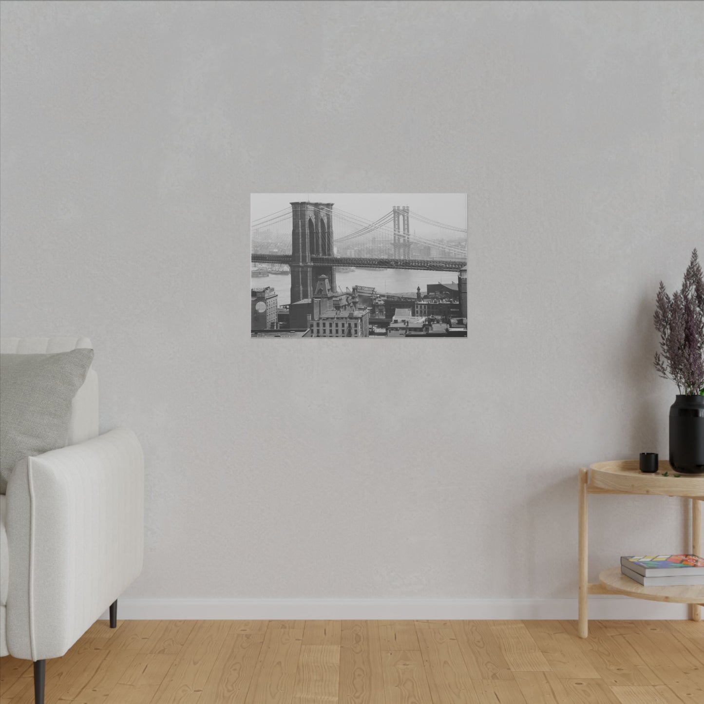 NYC Skyline with the Brooklyn Bridge Canvas Wall Art - Old School Male 