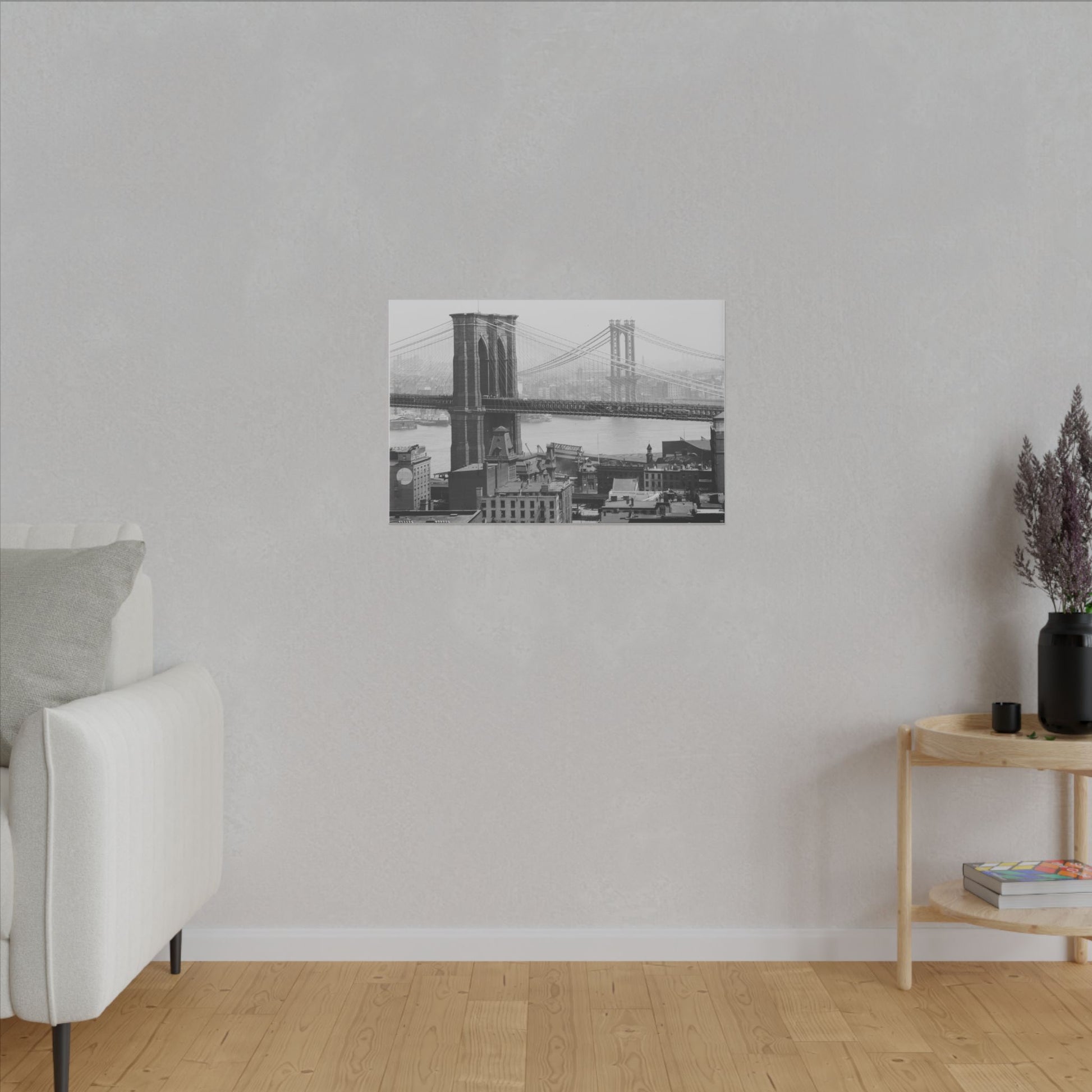 NYC Skyline with the Brooklyn Bridge Canvas Wall Art - Old School Male 