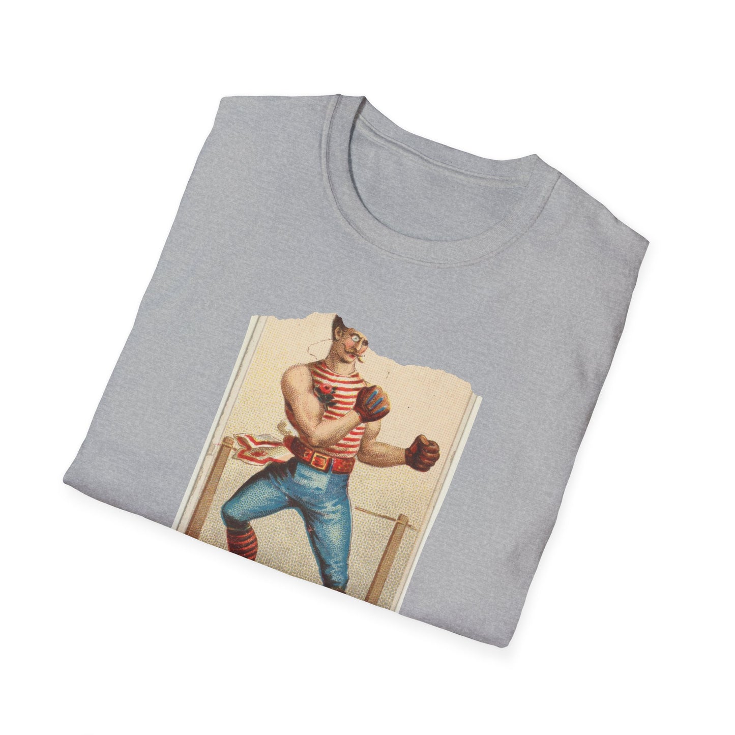 Retro Boxer Pose Unisex Softstyle Tee - Old School Male 