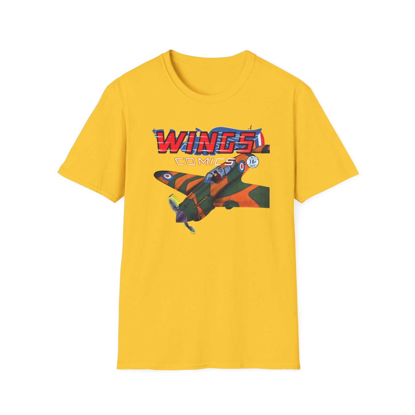 Retro Wings Comics Tee - 100% Cotton Classic Fit T-Shirt for Comic Fans and Vintage Lovers