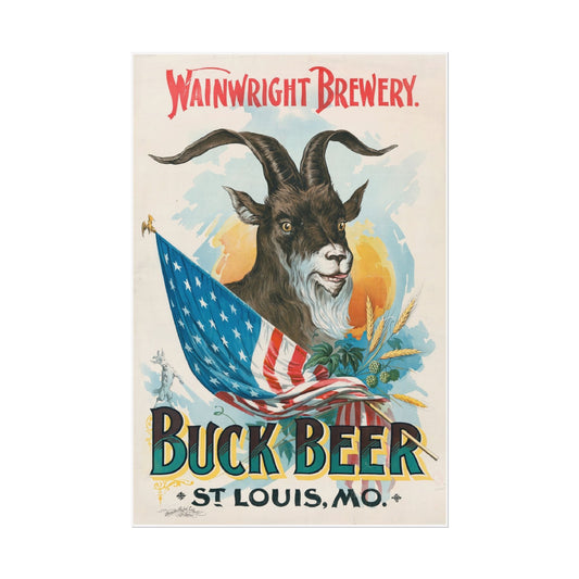 Vintage Wainright Brewery Bock Beer Ad Poster Rolled Posters, Wall Art Prints, Home Decor, Man Cave Sign, Beer Lover Gift - Old School Male 