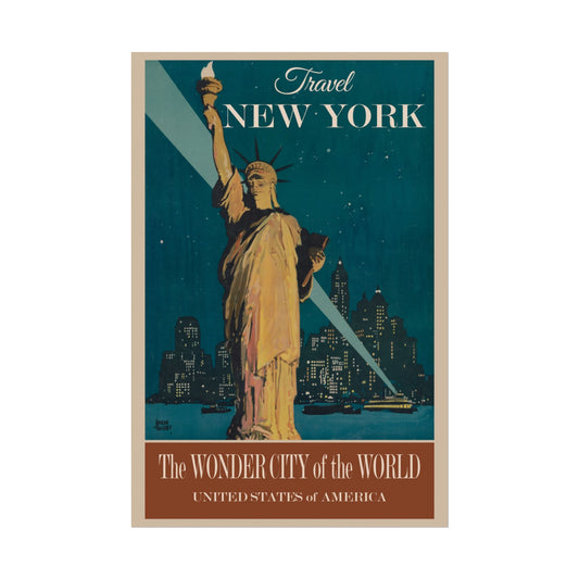 Vintage Visit NYC Ad Poster Rolled Posters, Art Deco Art Print, Wall Decor, Travel Poster, Retro Home Decor - Old School Male 