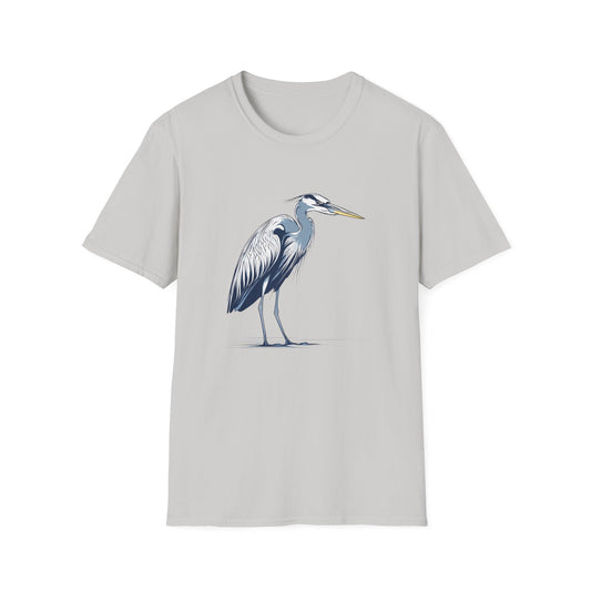 Great Blue Heron Unisex Softstyle T-Shirt - Old School Male 