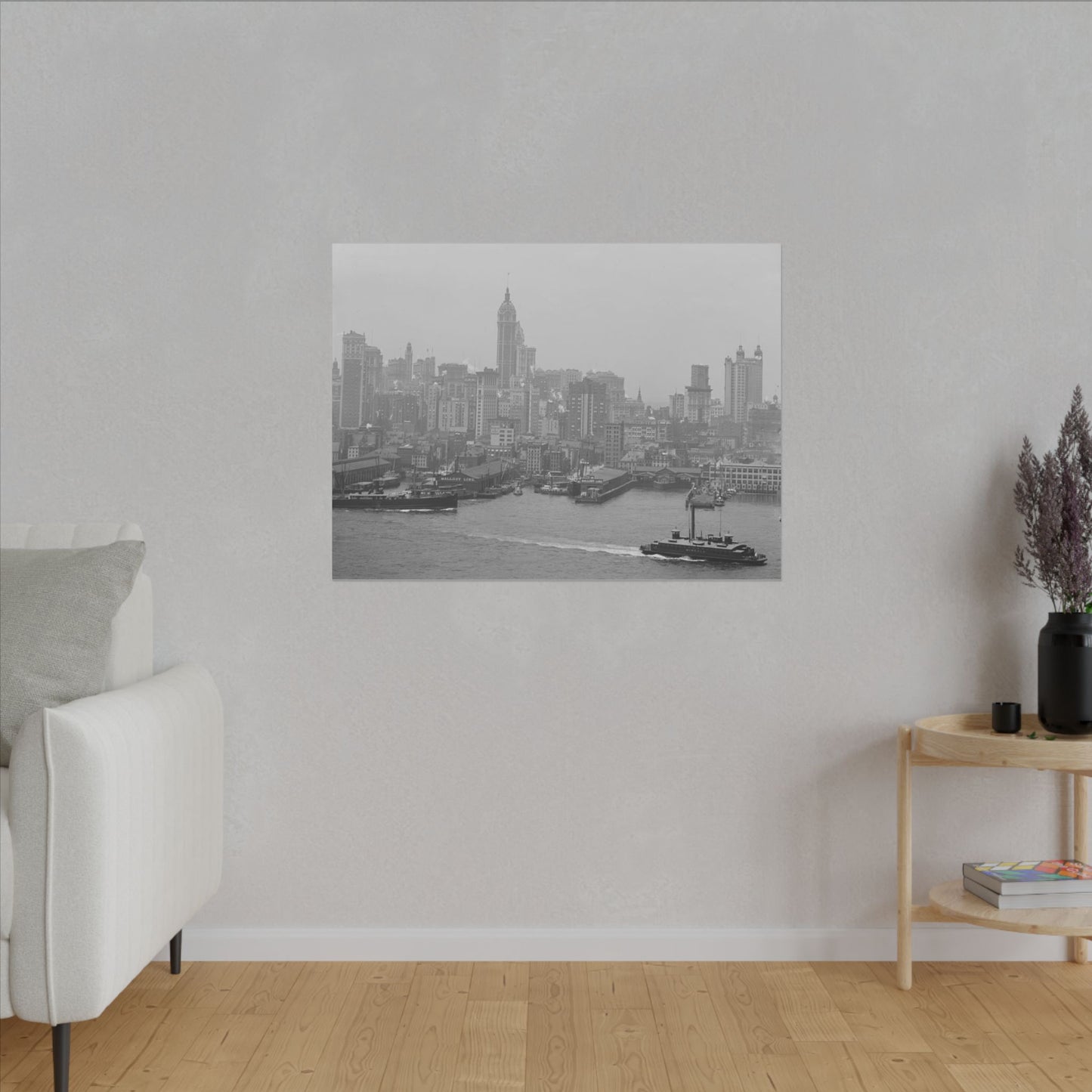 Vintage NYC Harbor Photo Canvas Print