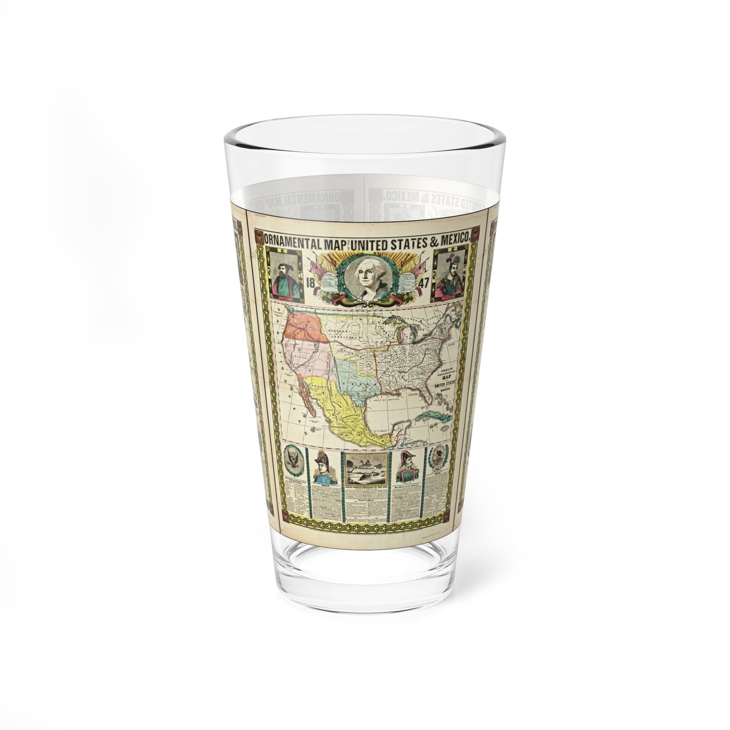 Vintage US Map 16oz Mixing & Serving Glass