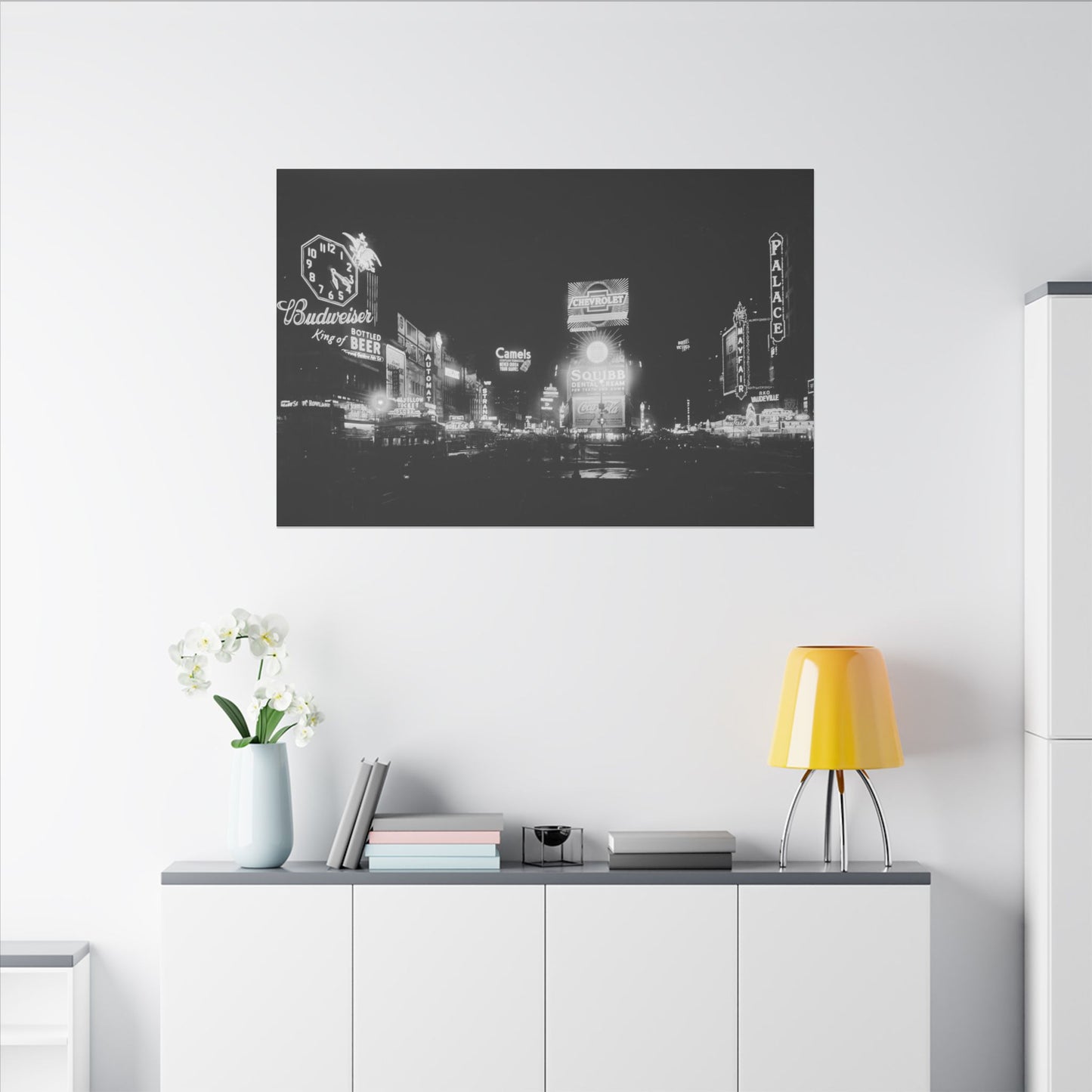 Nighttime Elegance: Vintage Times Square Matte Canvas Print (Multiple Sizes Available)