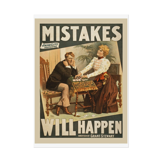 Play Poster, Inspirational Quote Wall Art, Motivational Room Decor, Educational Classroom Print, Mistakes Will Happen Print, Teen Room Decor - Old School Male 