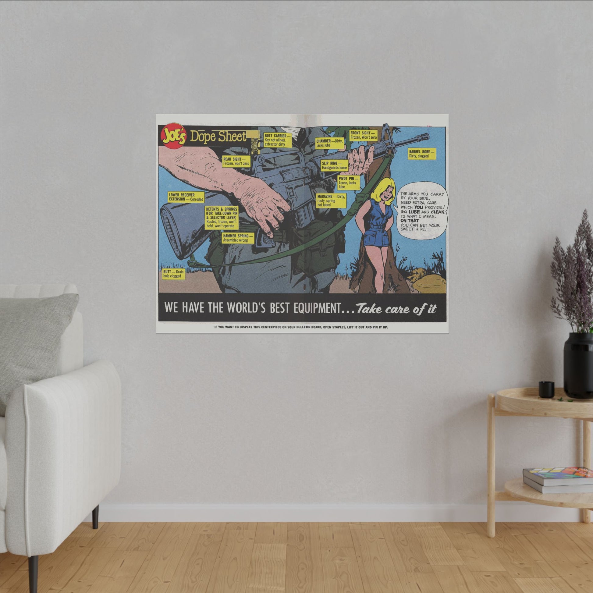 Retro Army PM Matte Canvas Art Print - Stretched & Ready to Hang (Multiple Sizes) - Old School Male 