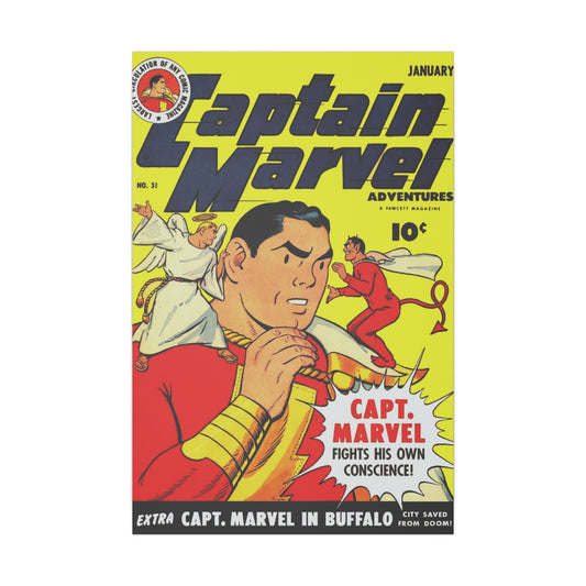 Vintage Captain Marvel Canvas Art - Nostalgic Comic Cover Print