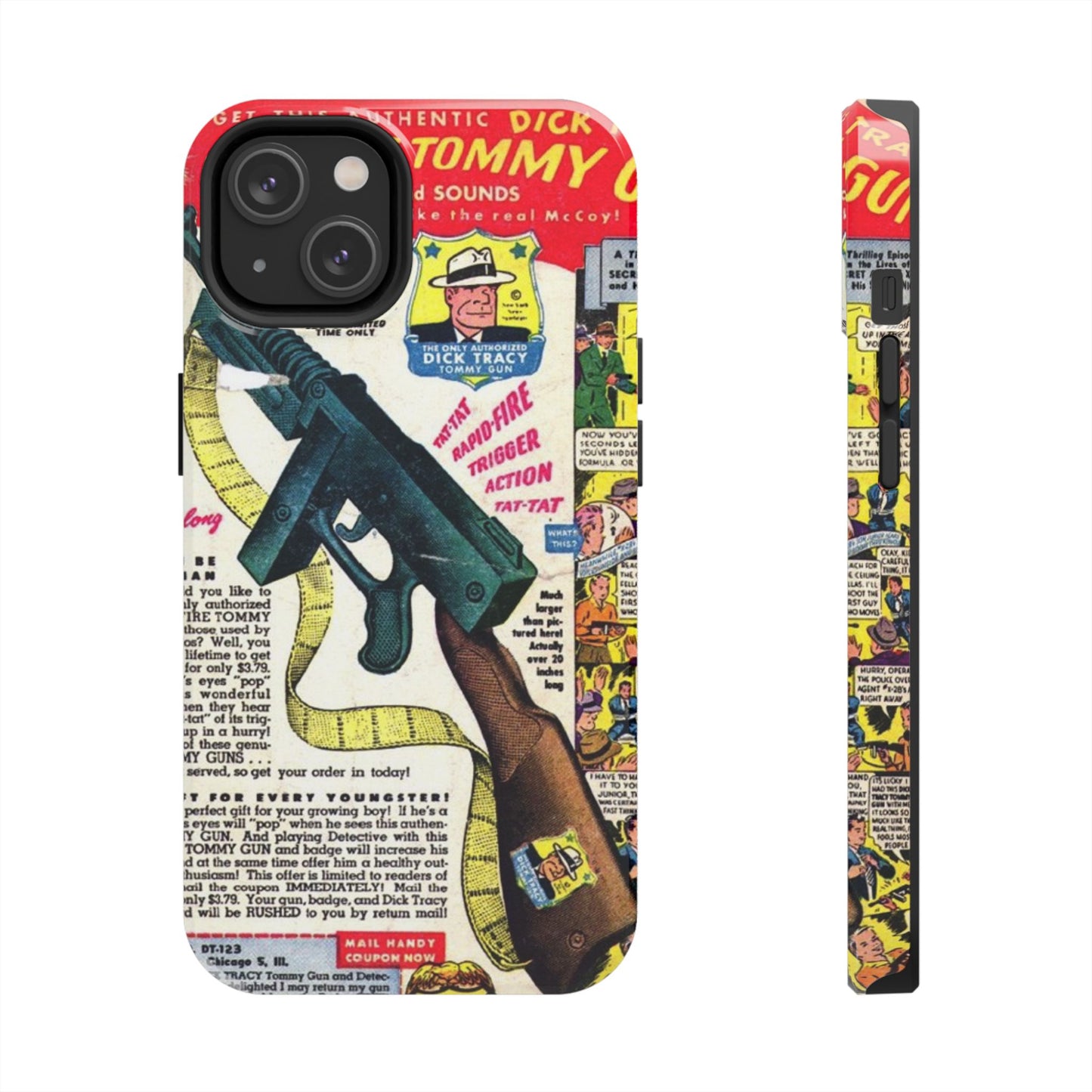 Dick Tracy Tommy Gun Vintage-Inspired Tough Phone Cases - Old School Male 