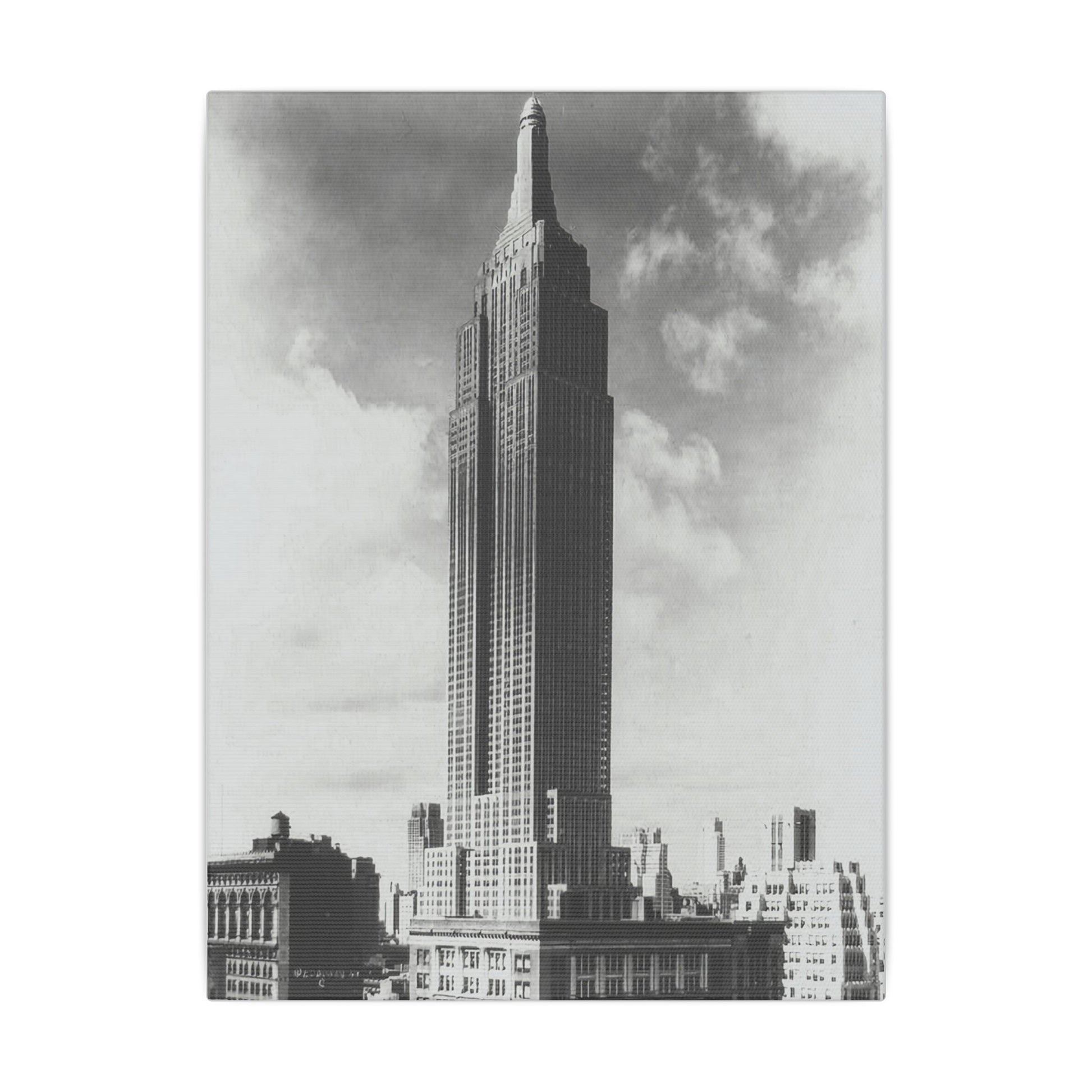 Classic Monochrome Canvas Print of the Iconic Empire State Building - Stretched Matte Art (Multiple Sizes Available) - Old School Male 