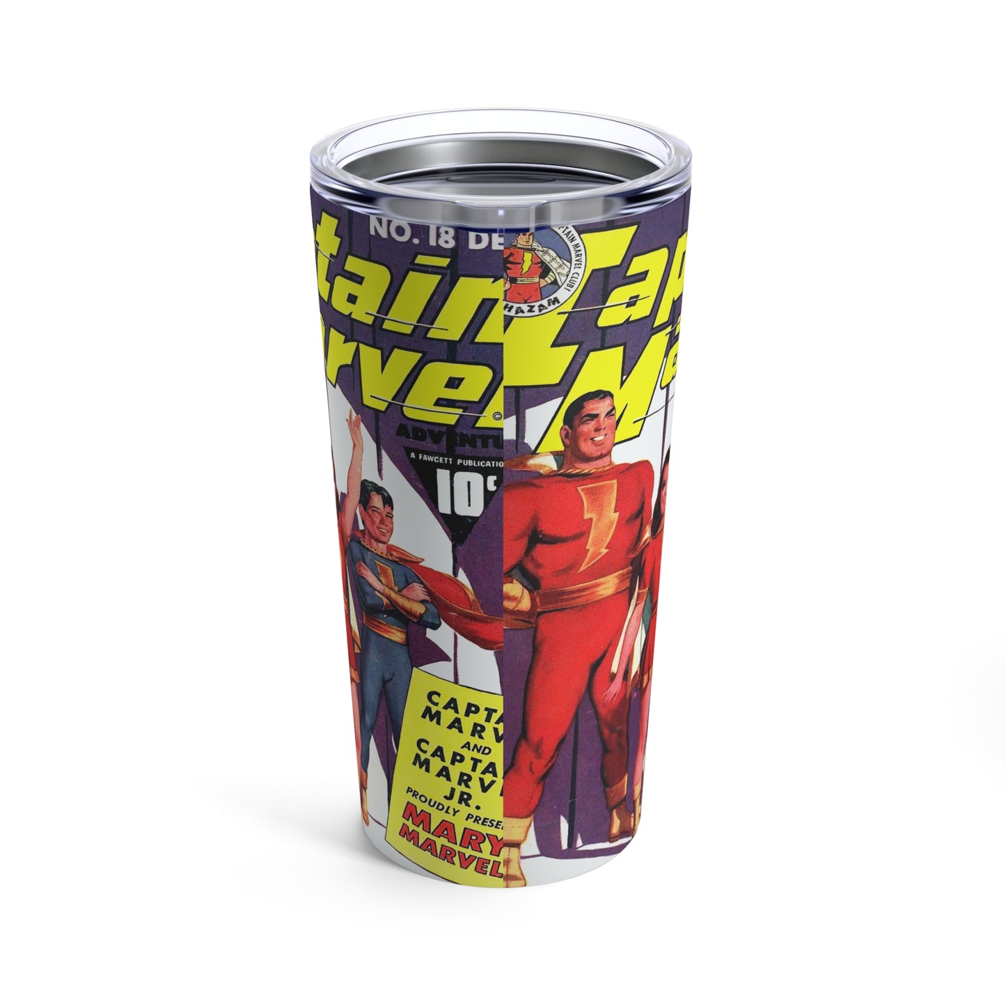 20oz Retro Stainless Steel Tumbler - Vintage Captain Marvel Comic Design - Old School Male 