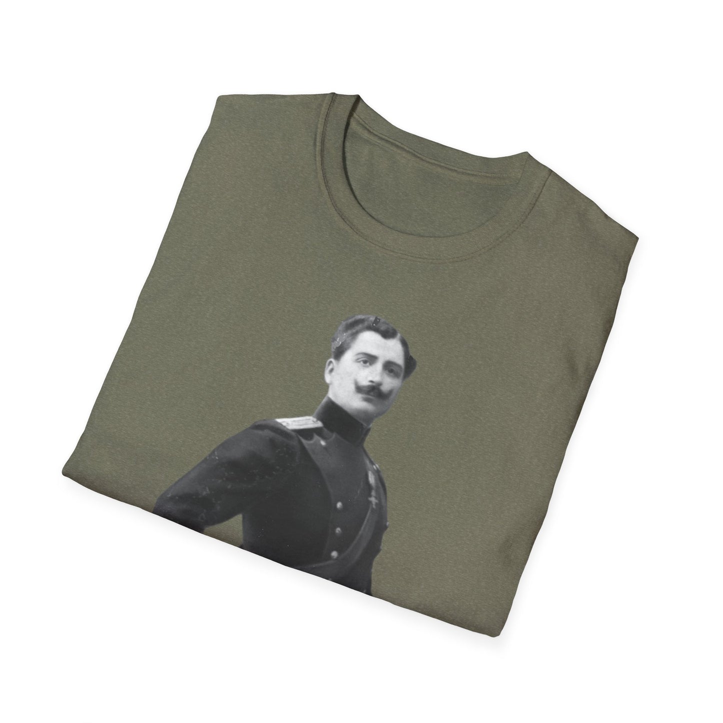 Retro Soldier with Mustache Unisex Softstyle Tee