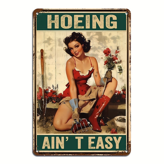 Vintage Hoe Sign - Vintage Metal Tin Sign - 8x12 inch, Waterproof & Weatherproof -  Family Eatery, Workshop, Cafe, Garden -  Home Adornment Enthusiasts -  Unique & Durable Decoration - Vintage Charm, Timeless Style - Old School Male 