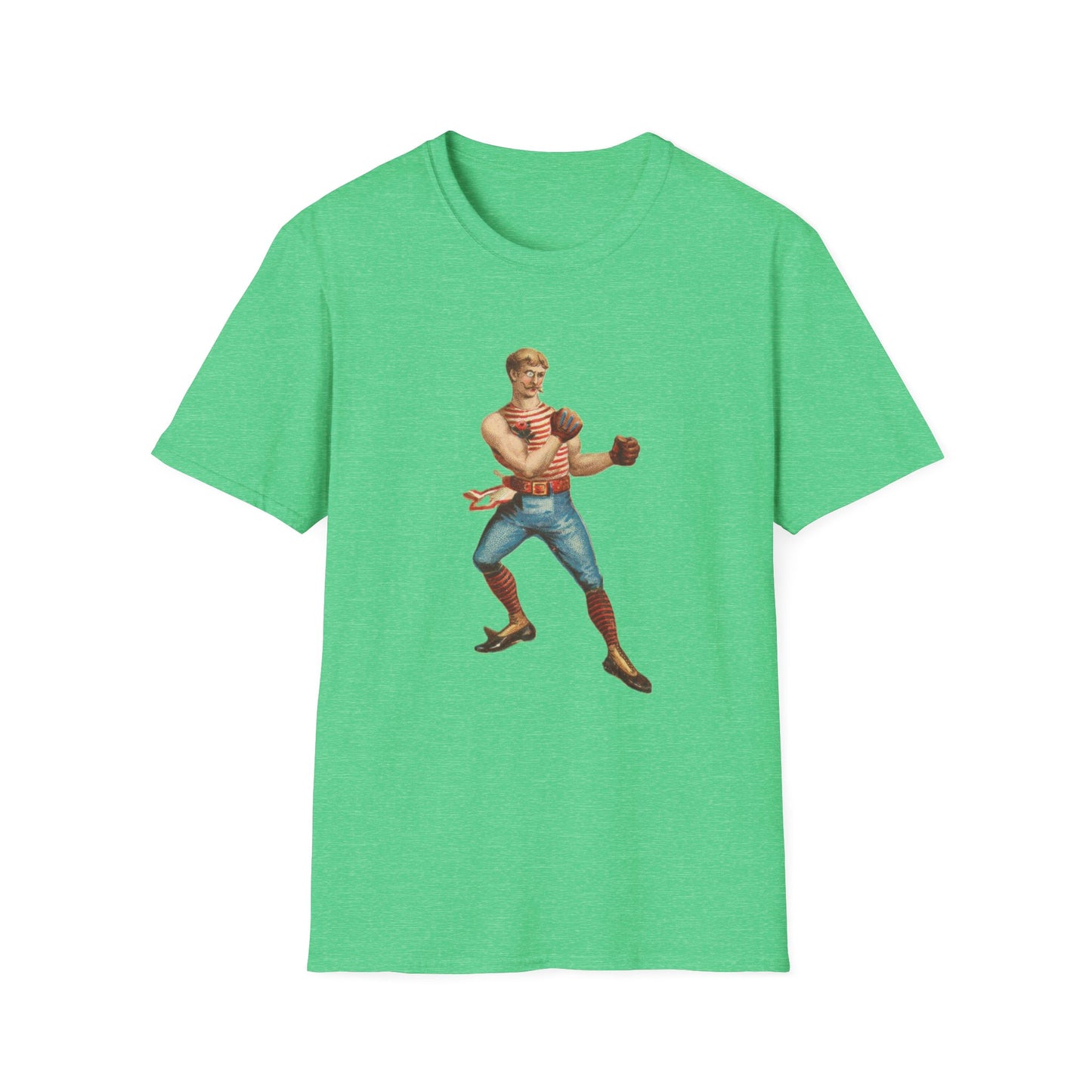 Vintage Boxer Pose Unisex Soft Cotton Tee - Old School Male 