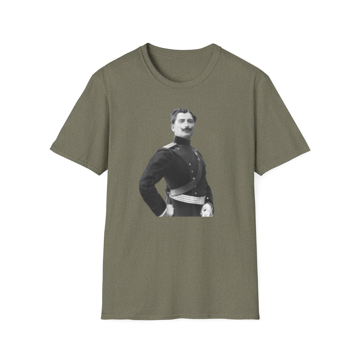 Retro Soldier with Mustache Unisex Softstyle Tee