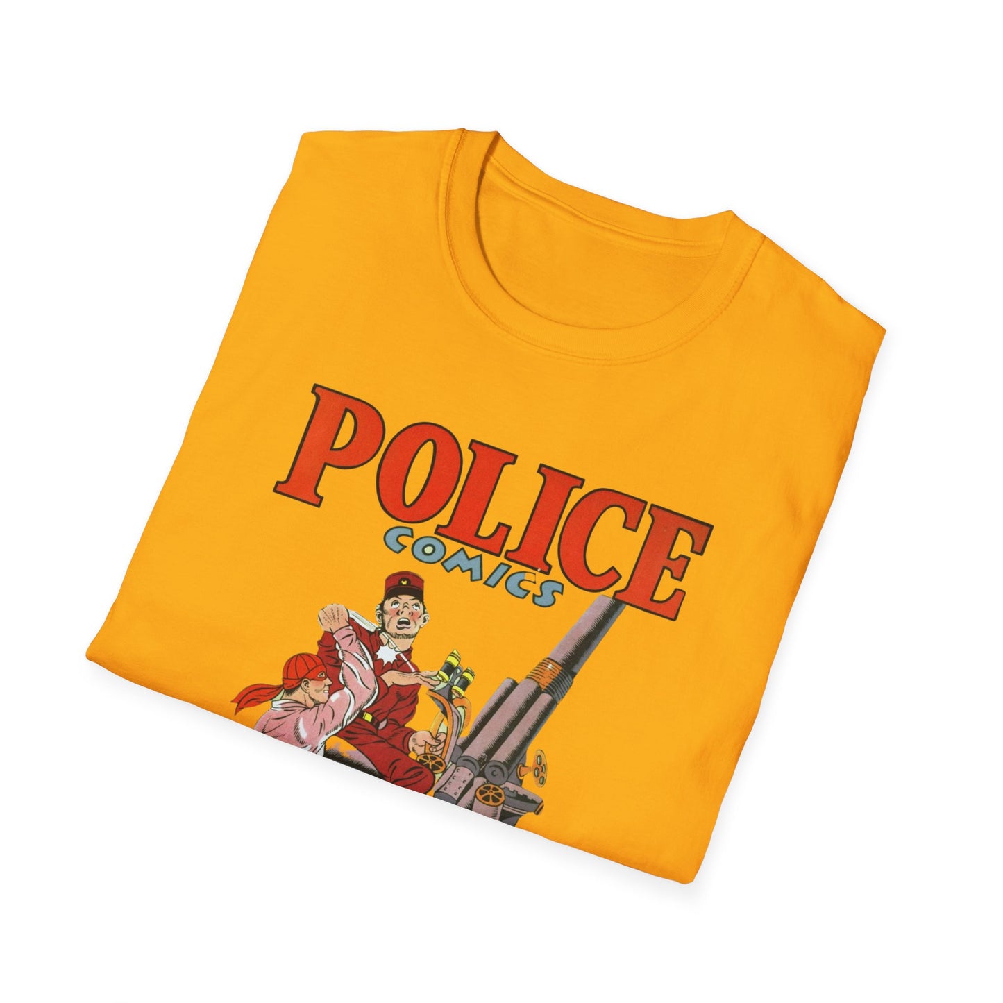 Vintage Retro Police Comics T-Shirt - 100% Cotton, Eco-Friendly, Perfect for Comic Fans