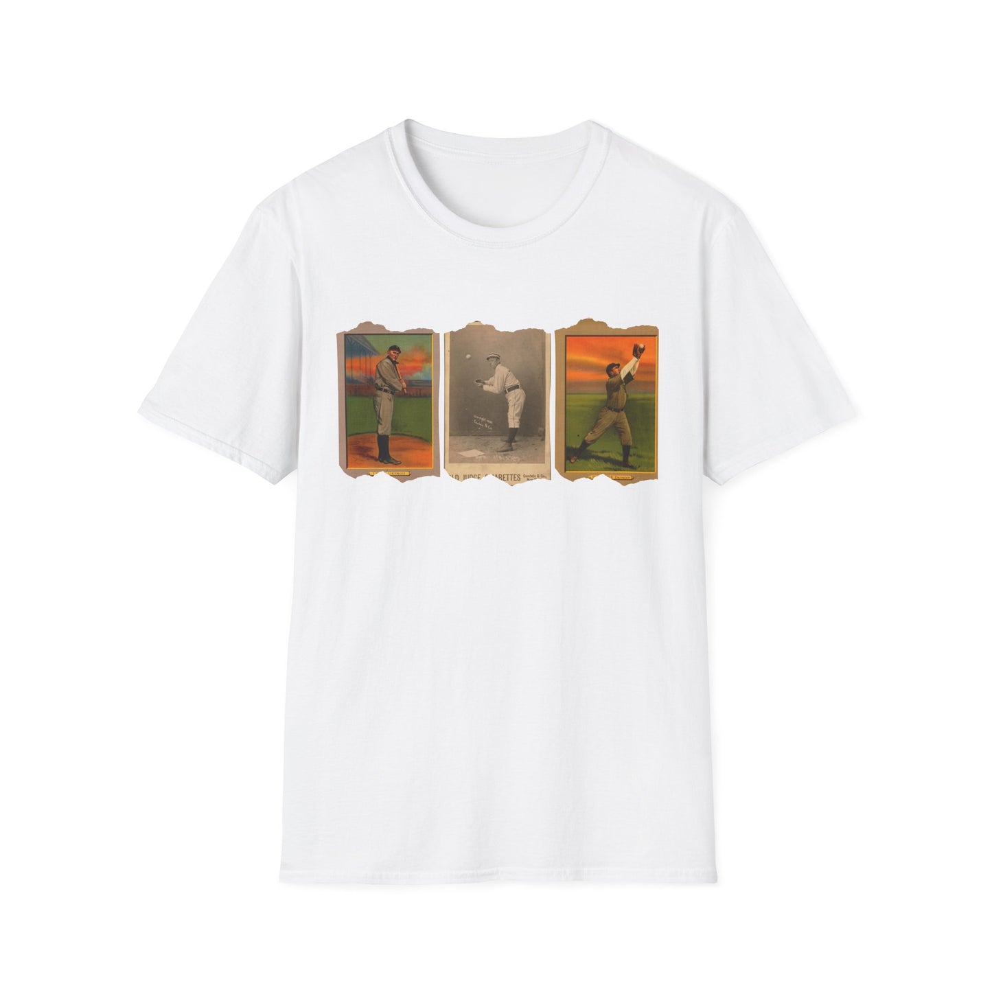 Retro Baseball Card Graphic Unisex Softstyle Tee - Old School Male 