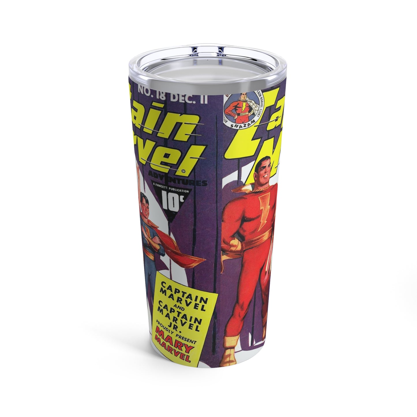 20oz Retro Stainless Steel Tumbler - Vintage Captain Marvel Comic Design - Old School Male 