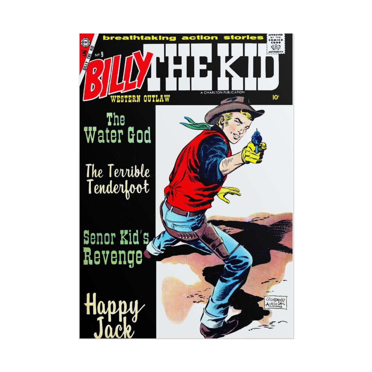 1950s Billy the Kid Comic Cover Poster - Old School Male 