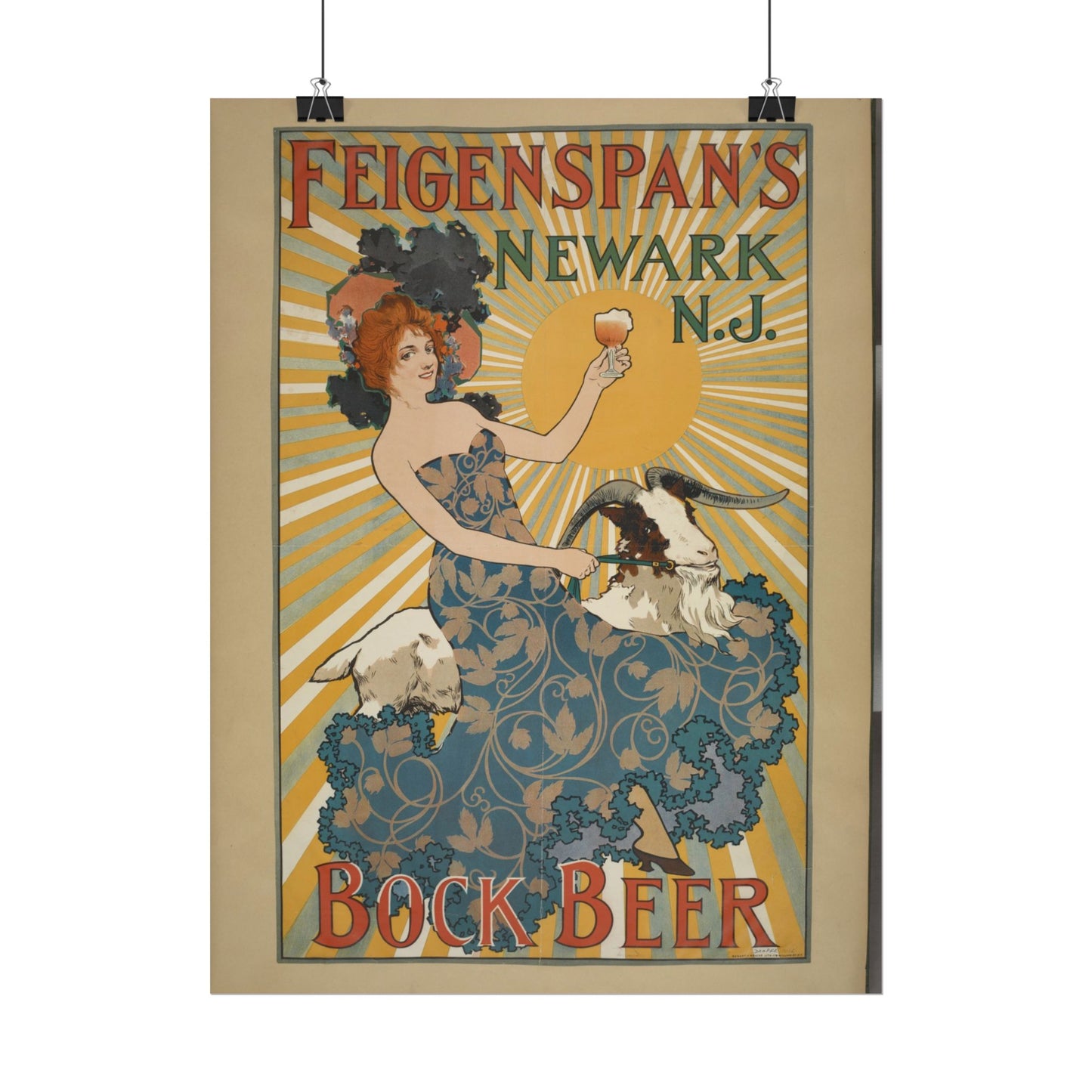 Feigenspan's Bock Beer Vintage Beer Ad Poster