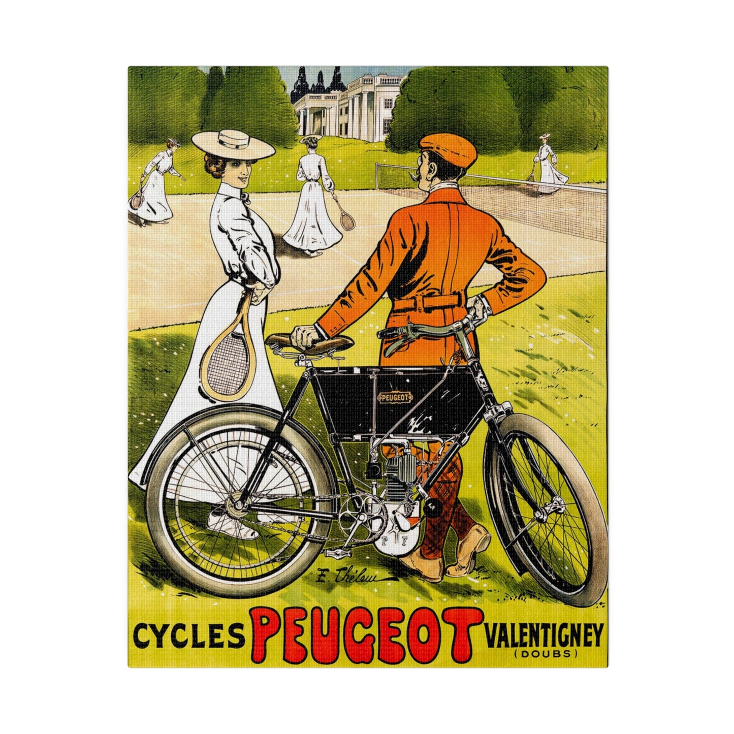 Vintage Peugeot Bicycle Ad Canvas Print - Old School Male 