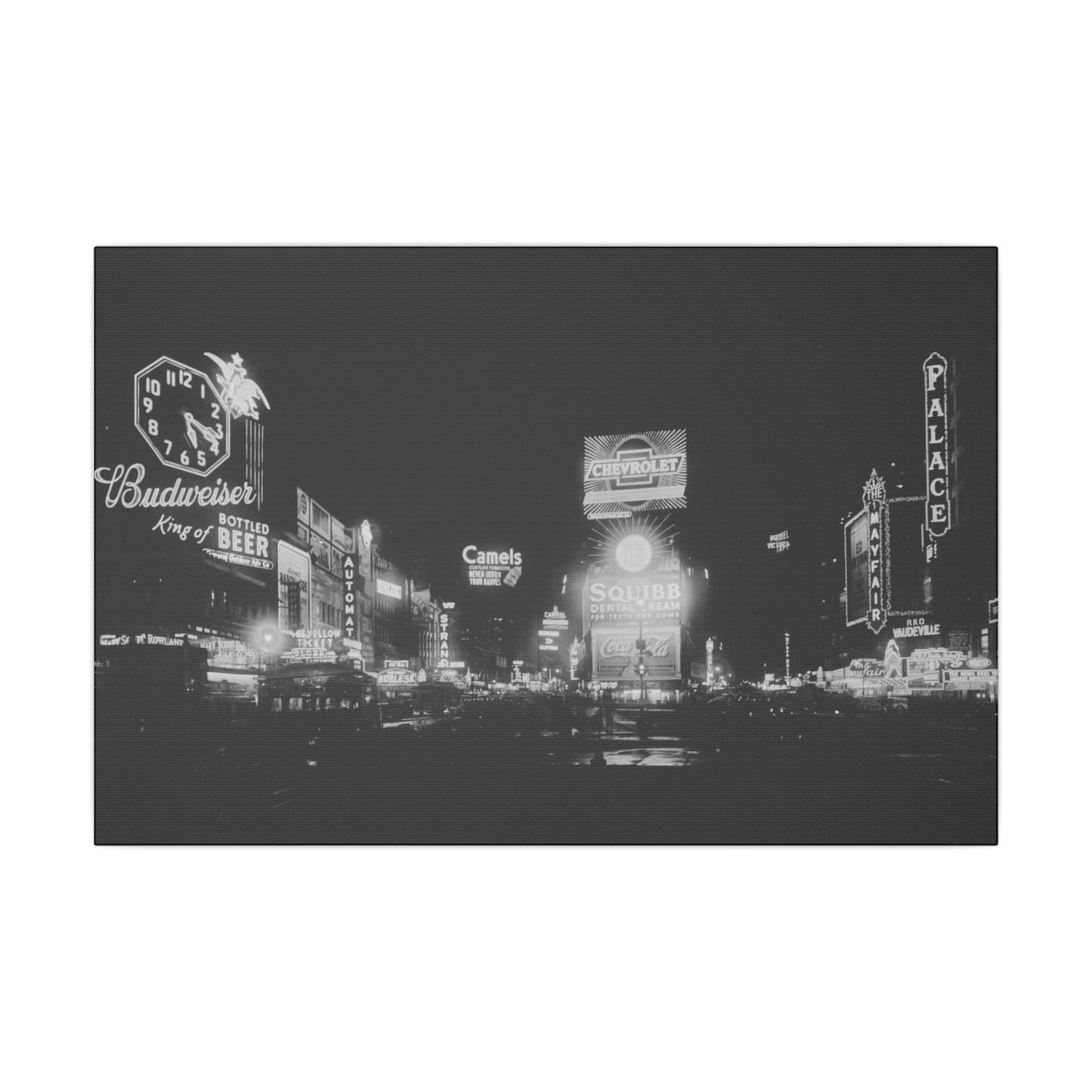 Nighttime Elegance: Vintage Times Square Matte Canvas Print (Multiple Sizes Available)