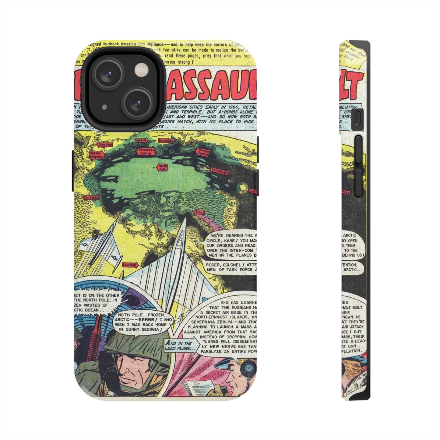 Vintage Atomic Warfare Comic Page Rugged Phone Cases - Old School Male 