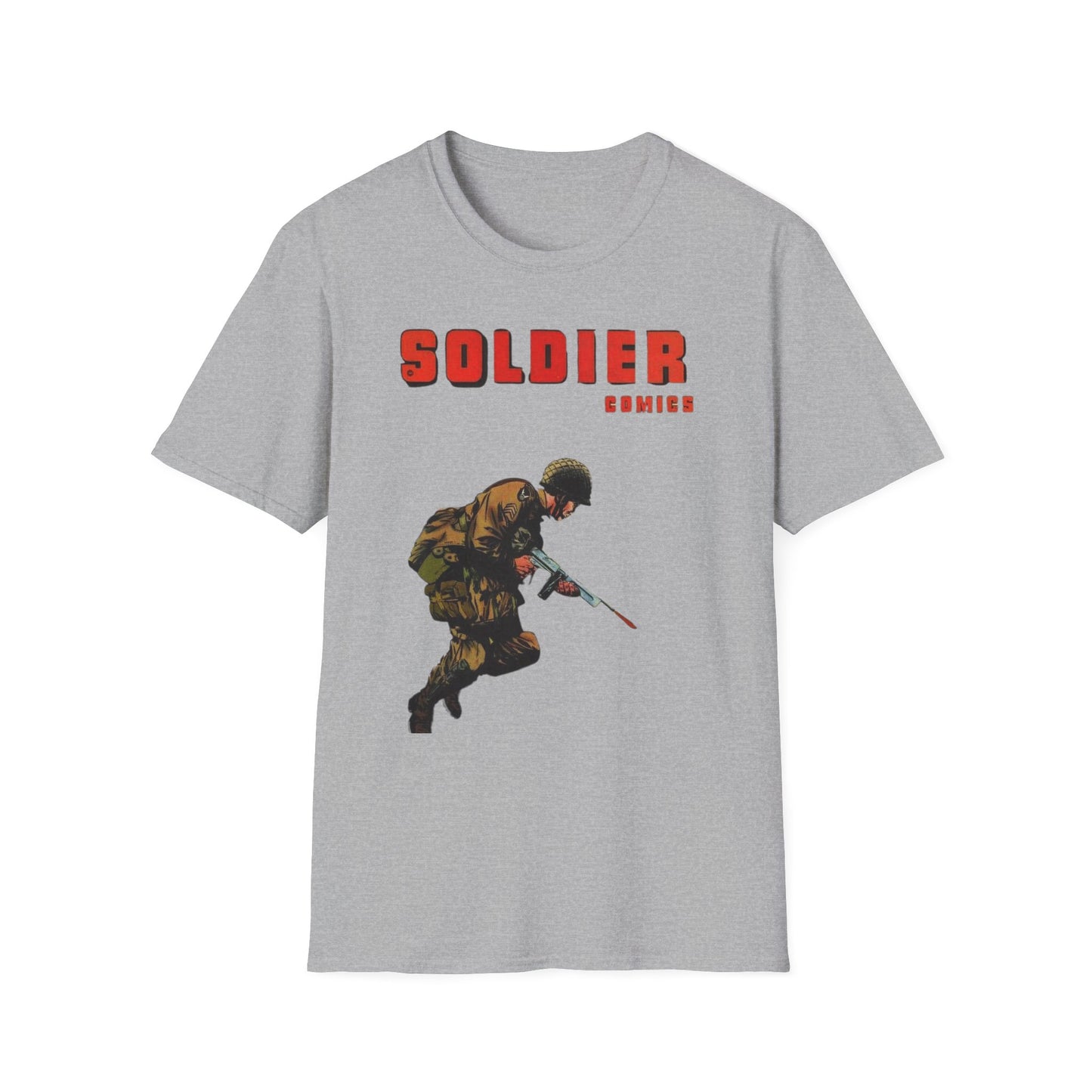 Vintage Retro Soldier Comics Graphic T-Shirt - 100% Cotton Classic Fit Tee