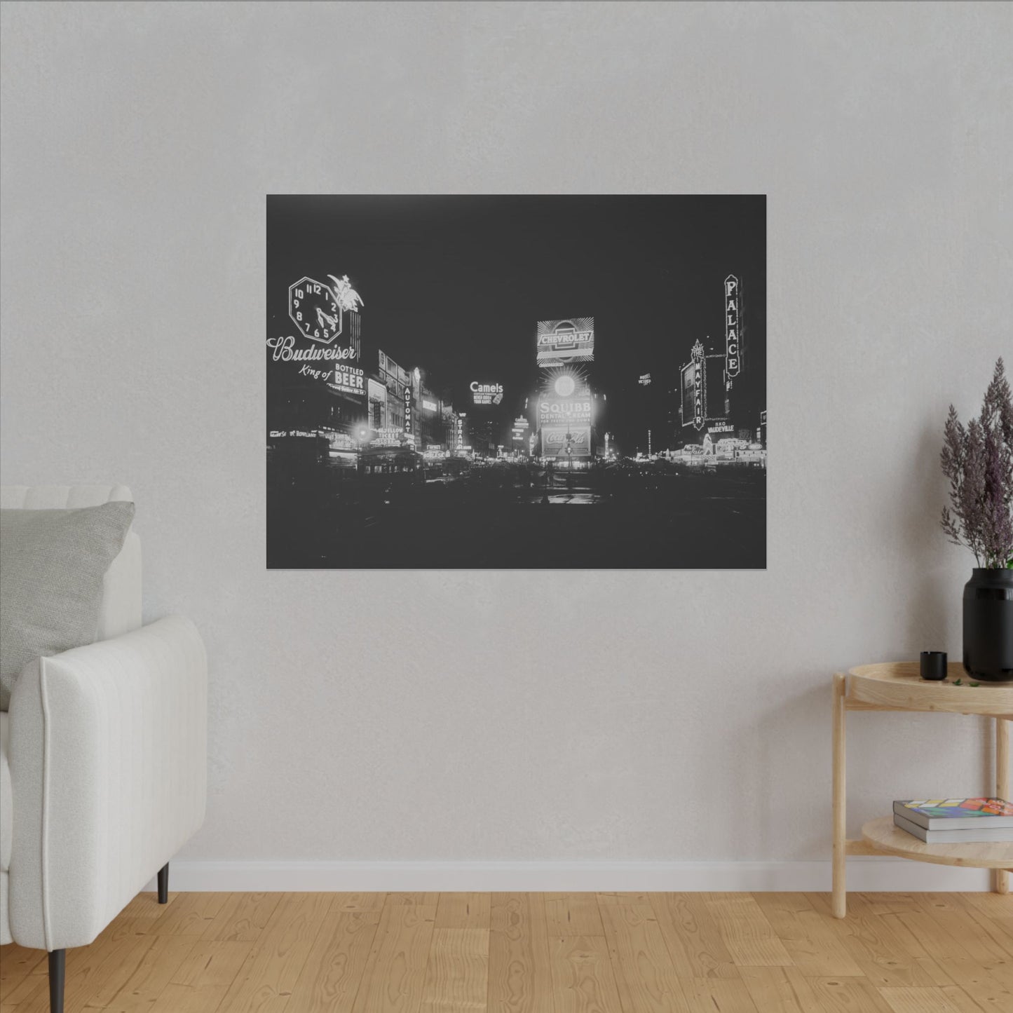 Nighttime Elegance: Vintage Times Square Matte Canvas Print (Multiple Sizes Available)