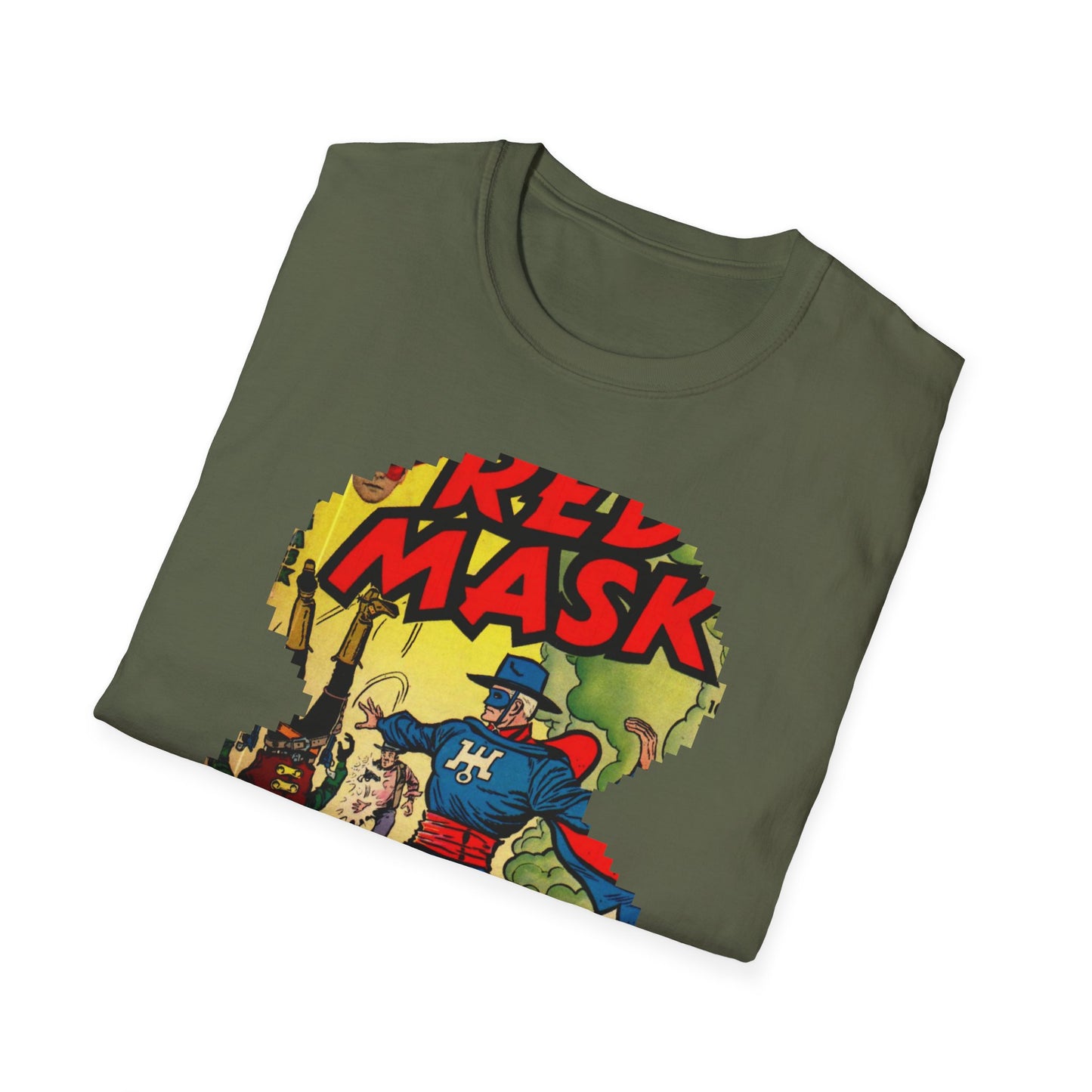 Vintage Red Mask Unisex Soft Cotton Tee