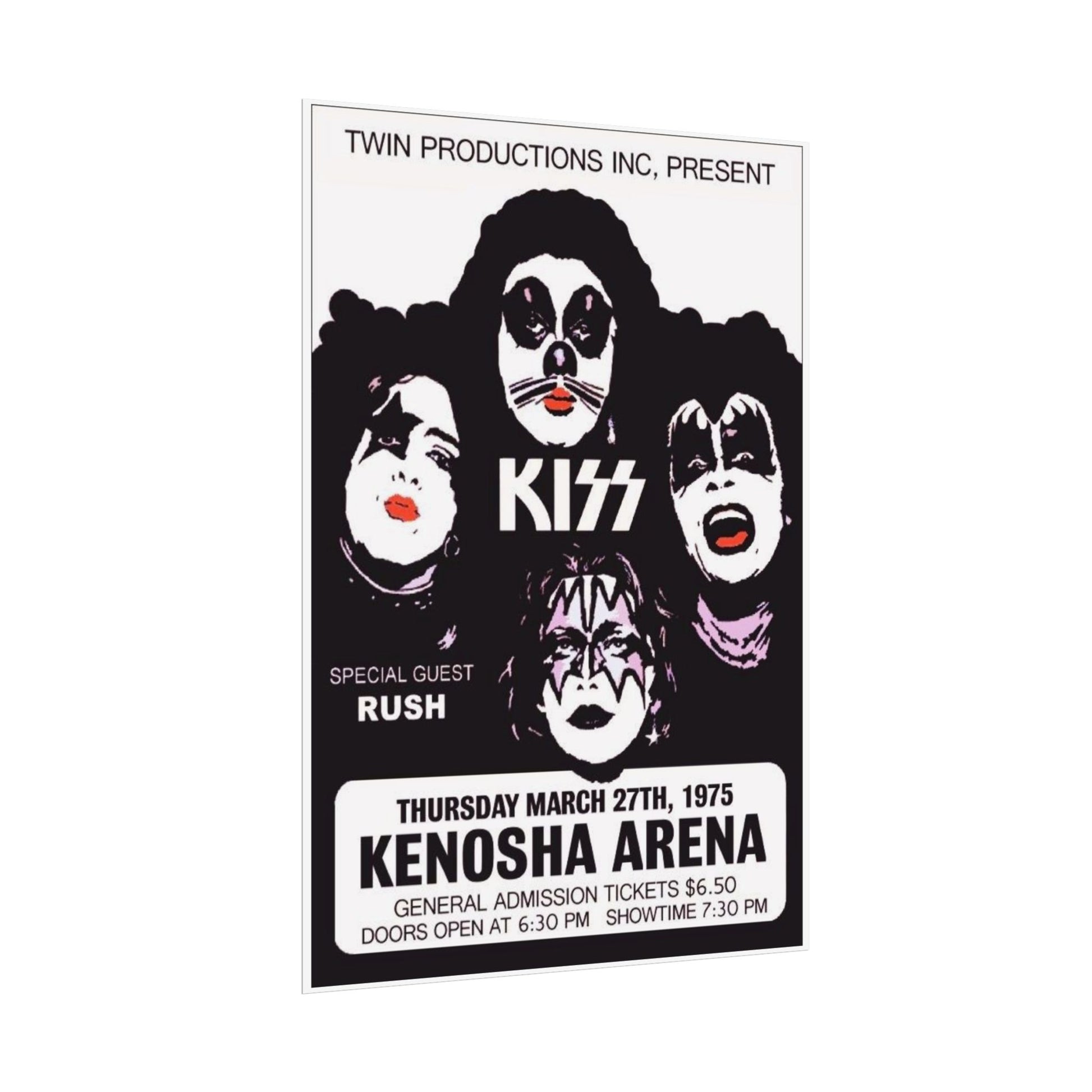 Retro Kiss Concert with Opener Rush at the Kenosha Arena Poster Print - Old School Male 