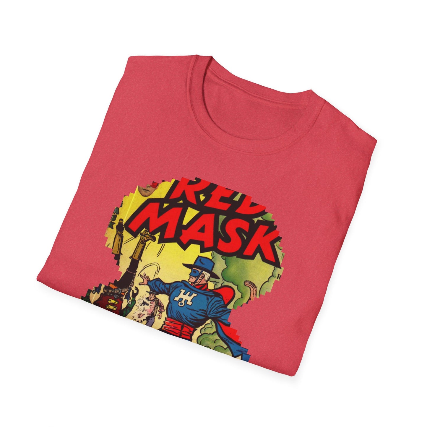 Vintage Red Mask Unisex Soft Cotton Tee