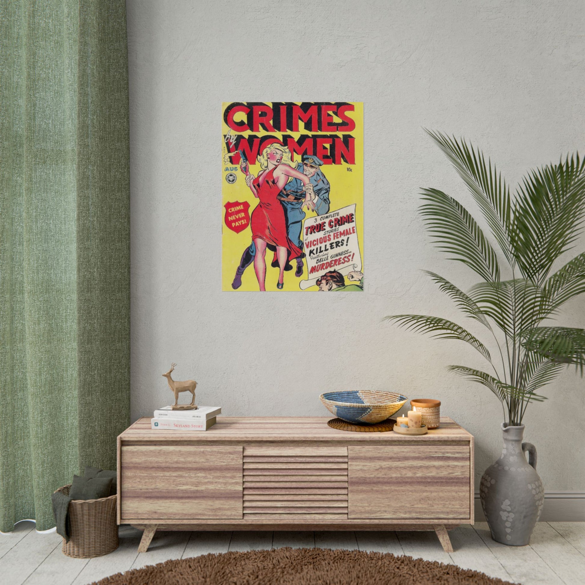 Retro Crimes By Women Comic Book Cover Poster - Old School Male 