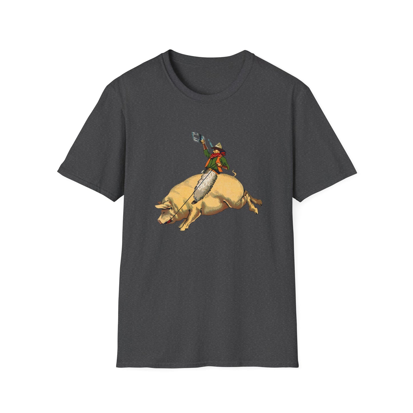 Whimsical Cowboy Pig Graphic Tee - Unisex T-Shirt - Old School Male 