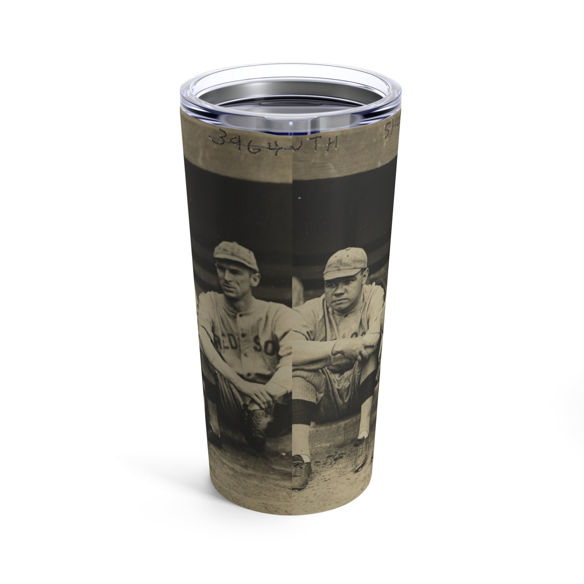 Baseball Tumbler 20oz with Vintage Babe Ruth Picture - Old School Male 