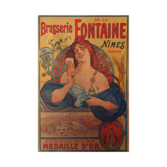 Vintage French Beer Ad Canvas Print - Old School Male 