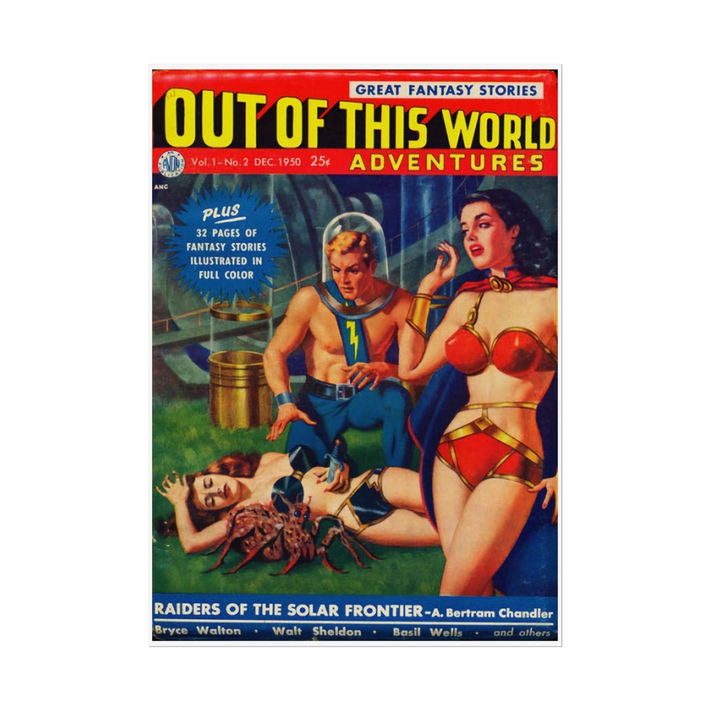 Retro Out of This World Adventures Comic Book Cover Rolled Poster - Old School Male 