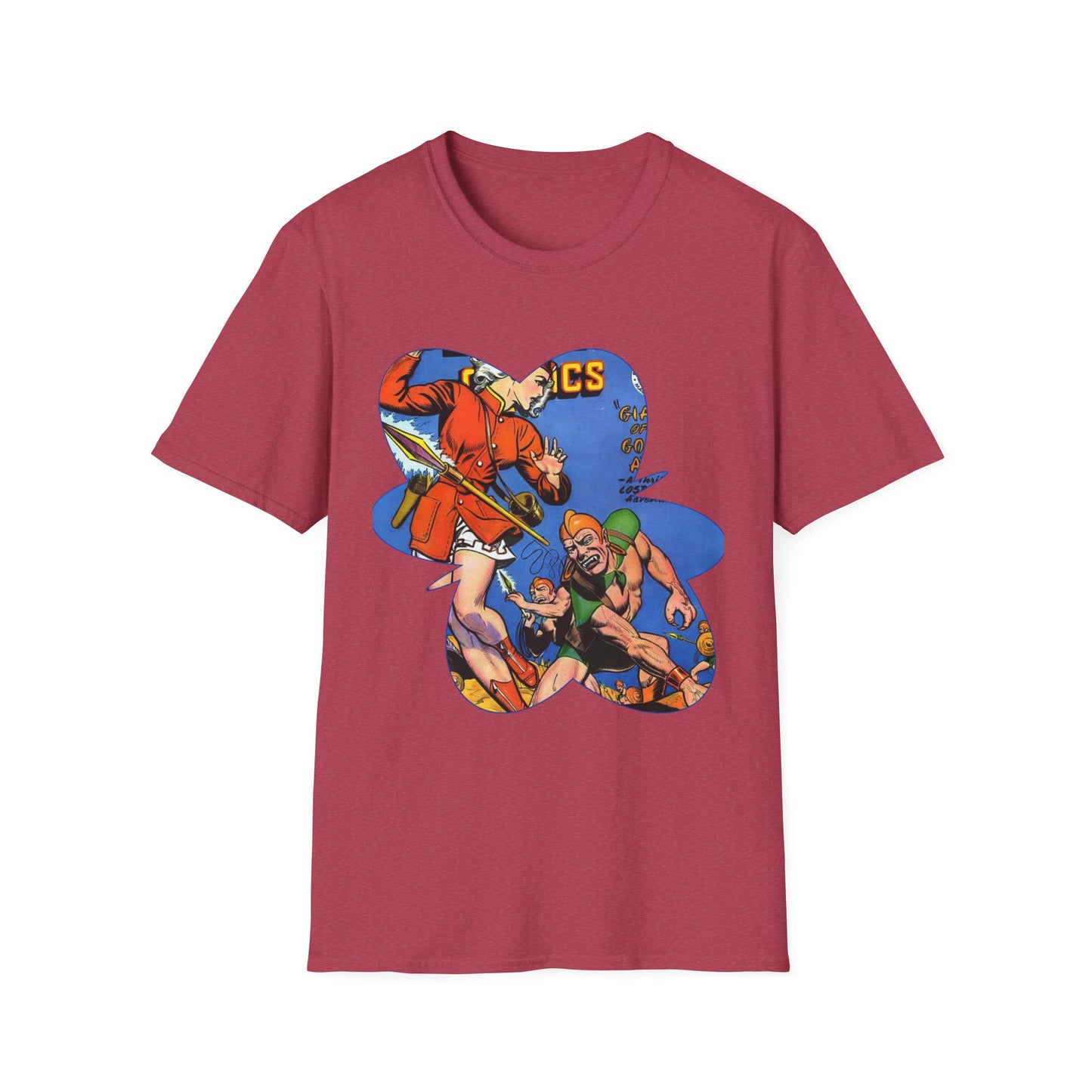 Vintage Comic Book Cover Unisex Softstyle Tee - Old School Male 