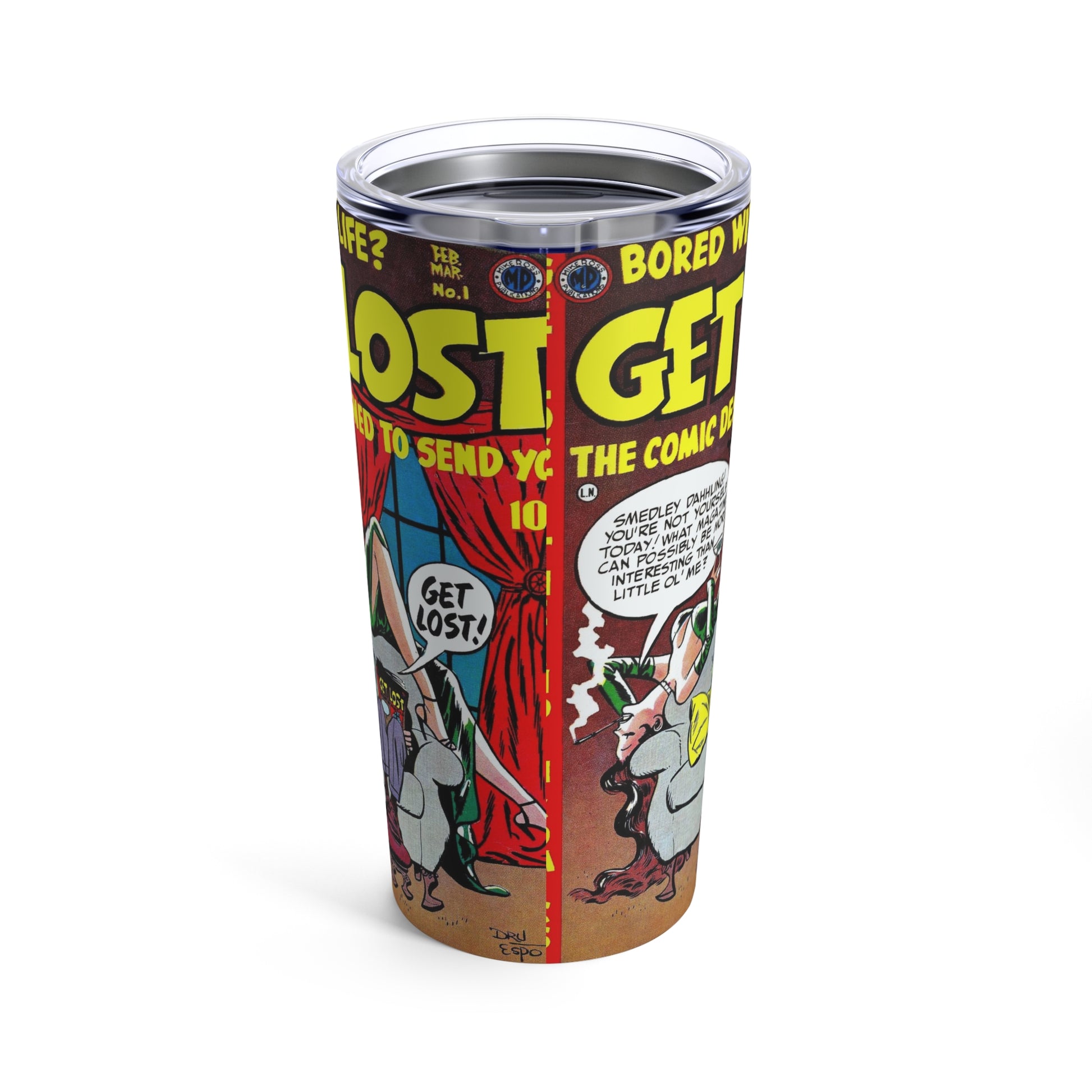 Vintage Get Lost Comic Adventure 20oz Tumbler - Old School Male 