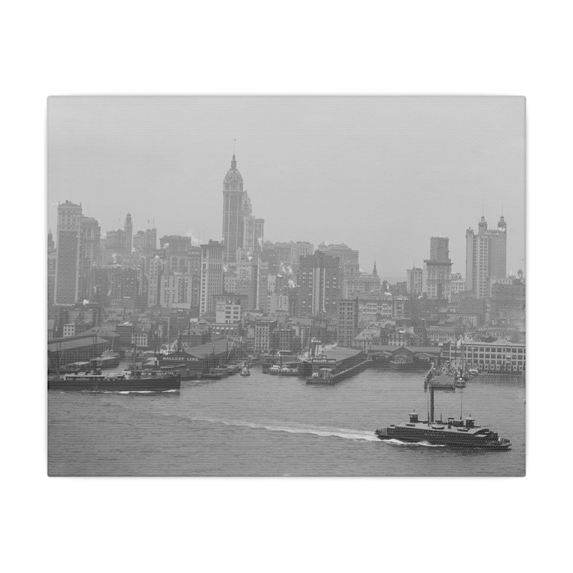 Vintage NYC Harbor Photo Canvas Print - Old School Male 